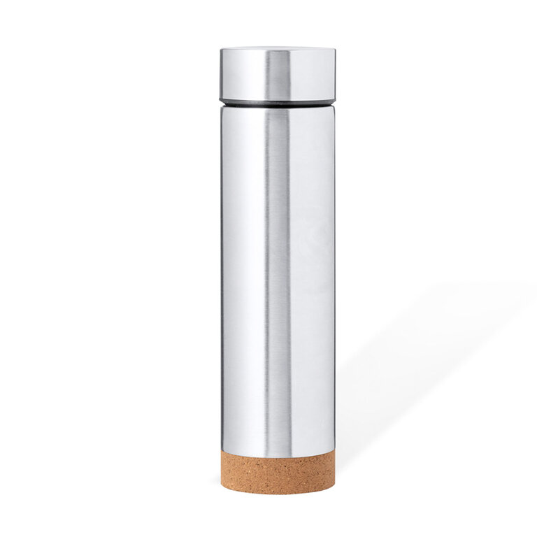 Bouteille isotherme personnalisable en acier avec base liège 470 ml - Nirux | pandacolach