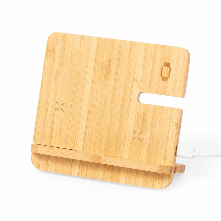 Support multicharge personnalisable 15W en bambou - Ringei | pandacolach