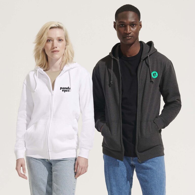 Sweat-shirt zippé mixte à capuche en coton 280 gr/m² - Carter | pandacolach