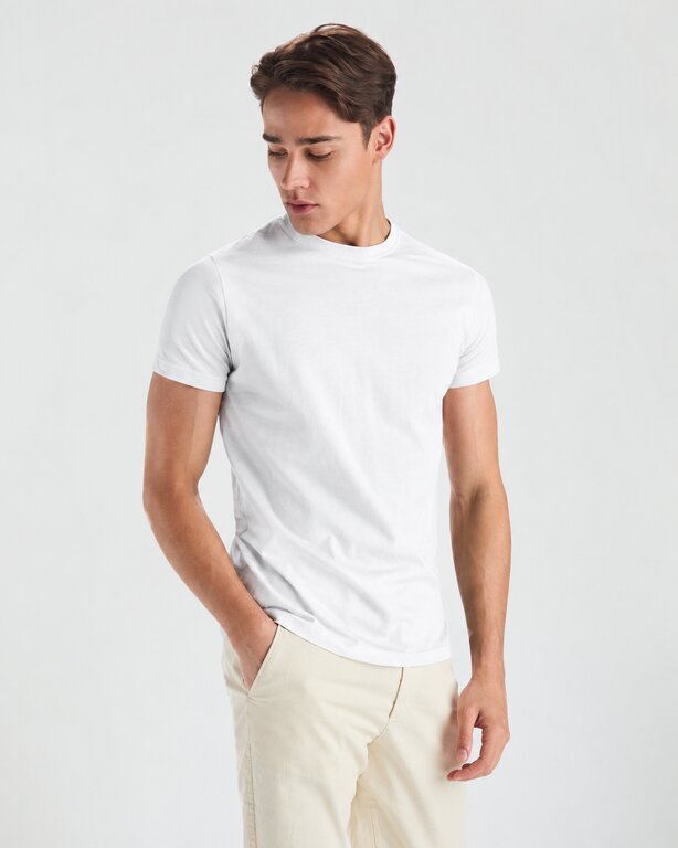 T-shirt personnalisable blanc unisexe col rond en coton 190 gr/m² - Safor | pandacola