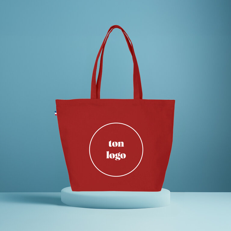 Sac de plage personnalisable avec soufflet de fond en coton made in France - Céline | pandacolach