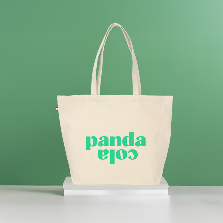 Sac de plage publicitaire avec soufflet de fond certifié GOTS made in France - Céline GOTS | pandacolach