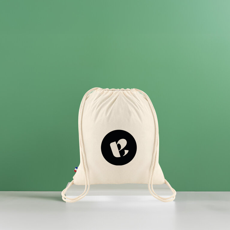 Sac à cordelettes publicitaire certifié GOTS made in France - Angus GOTS | pandacolach