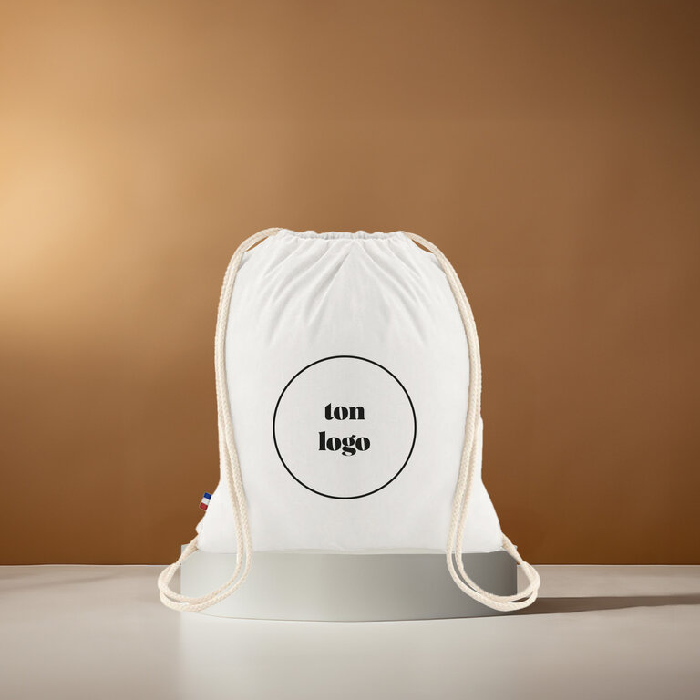 Sac à cordelettes publicitaire 100% matières recyclées made in France - Angus GRS | pandacolach