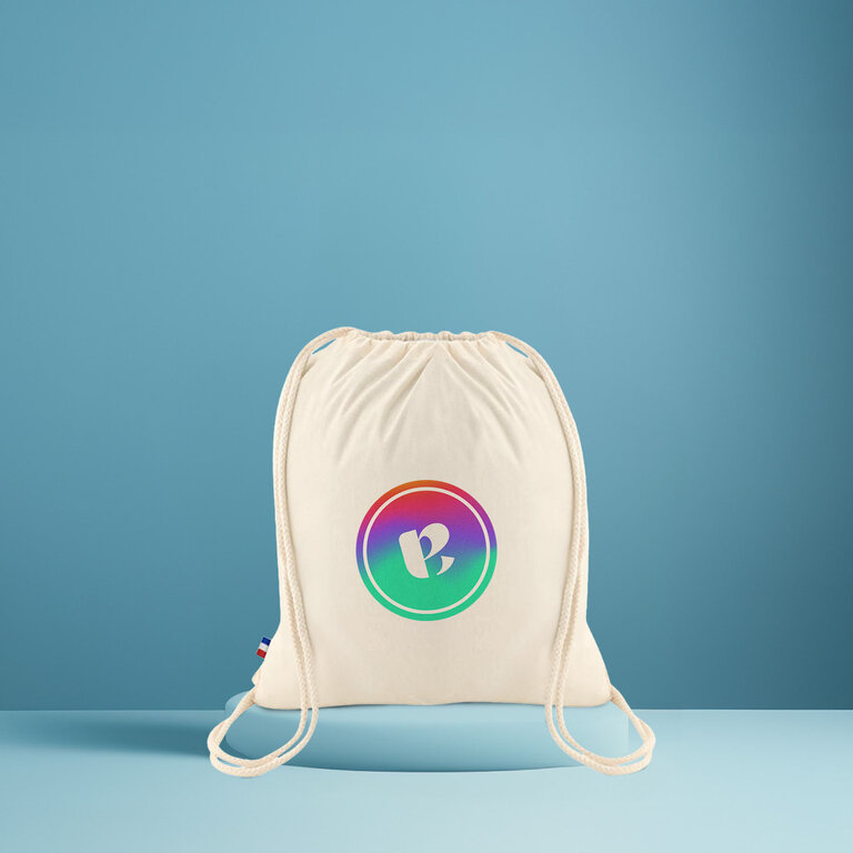 Sac à cordelettes personnalisable en quadrichromie coton tissé made in France - Angus quadri | pandacolach