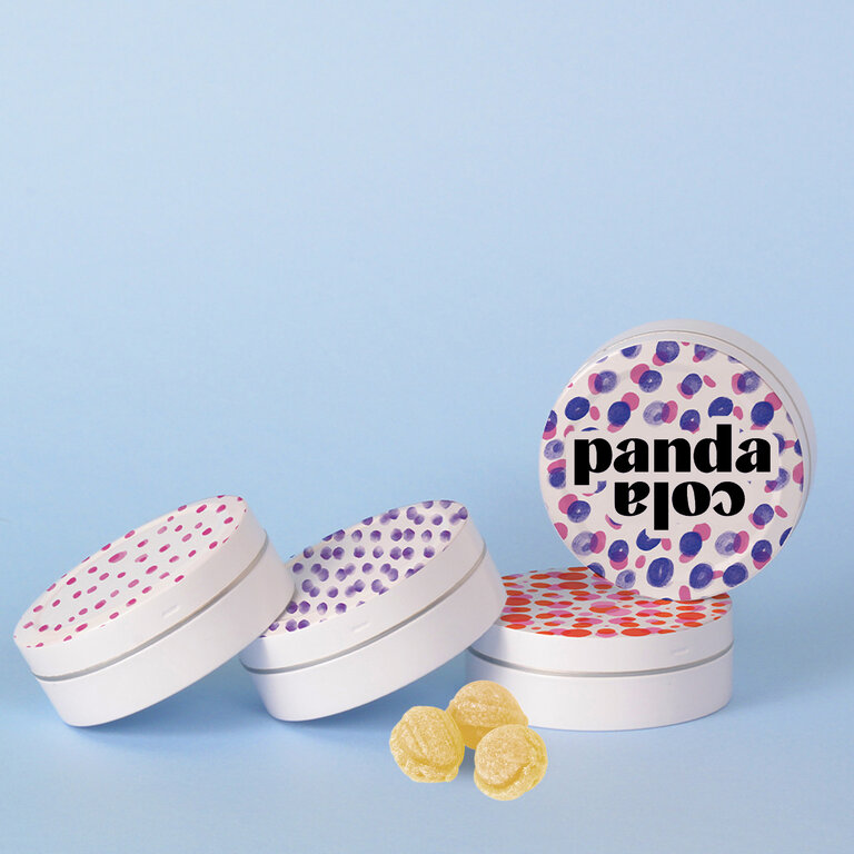 Boîte métal 50 mm personnalisable avec bonbons made in France | pandacolach