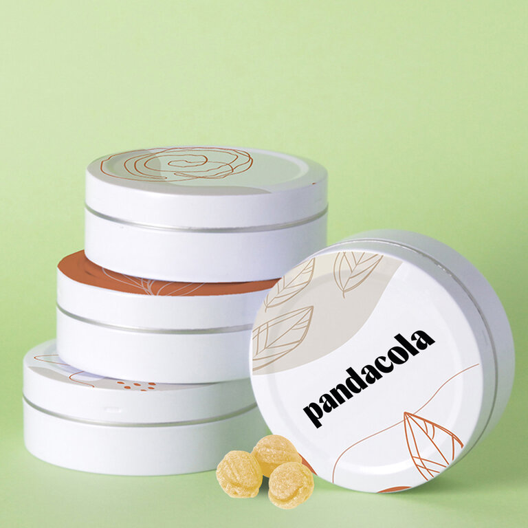 Boîte métal 70 mm publicitaire avec bonbons made in France | pandacolach