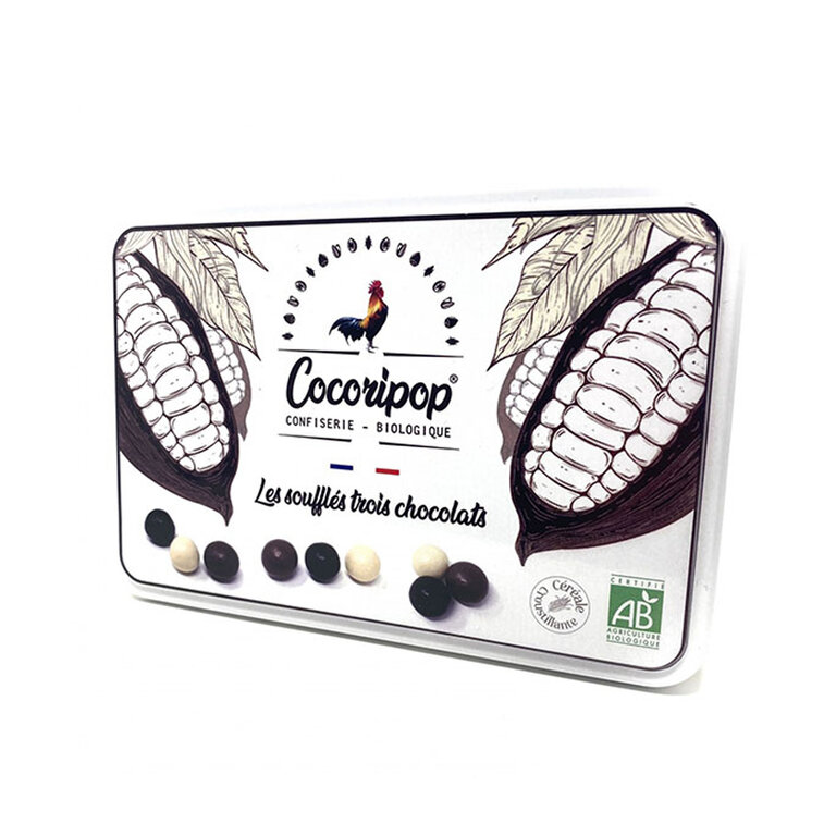 Boîte métal soufflés trois chocolat personnalisable 200gr | Cocoripop® | pandacola