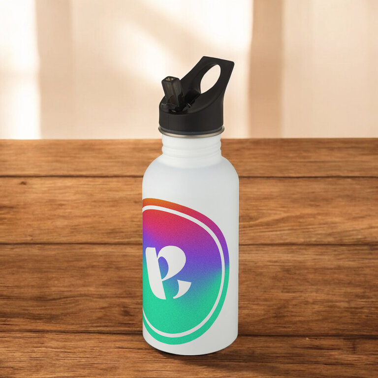Gourde de sport publicitaire en acier avec paille et poignée 500 ml - Lexo | pandacolach