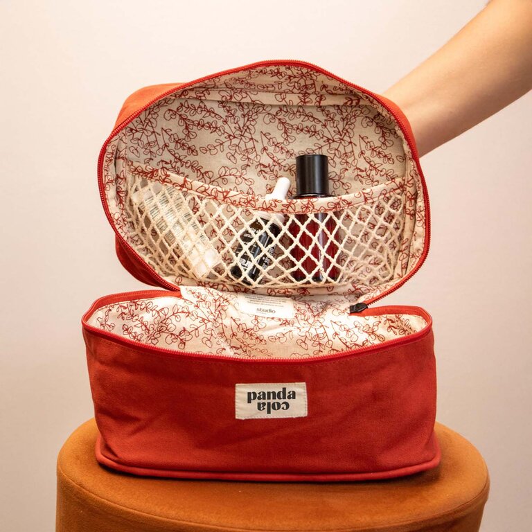 Trousse de voyages Vanity personnalisable en coton 100% biologique - Lina | pandacolach