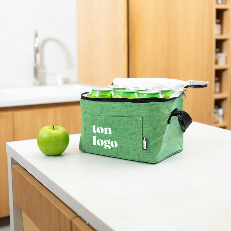 Sac isotherme publicitaire en rPET avec poche frontale - Palto | pandacolach