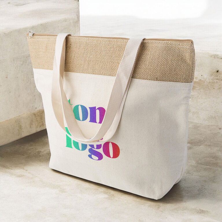 Sac isotherme personnalisé en jute et coton 220 gr/m² - Balora | pandacolach
