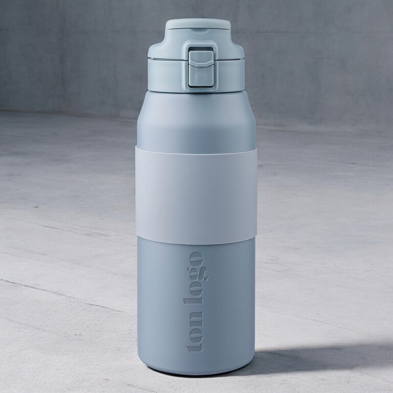 Gourde isotherme personnalisée en acier 800 ml avec grip et paille - Costo | pandacolach