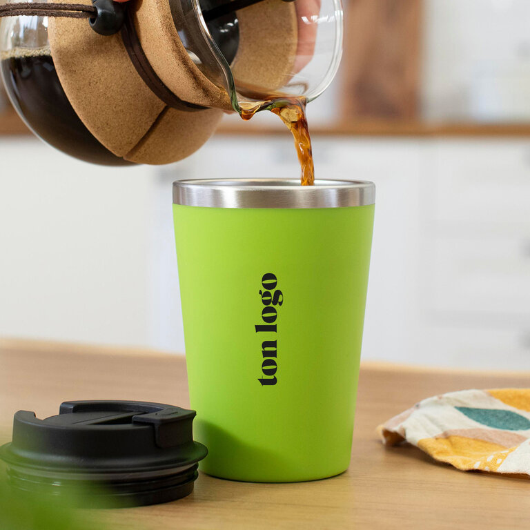 Mug personnalisé en acier avec couvercle 350 ml - Hopla | pandacolach