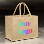 Cabas personnalisable en jute avec anses rondes - Mirabel | pandacolach - thumb - 2