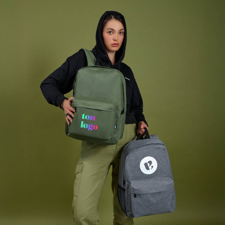 Sac à dos personnlisable en polyester rPET avec poche filet - Filaman | pandacolach