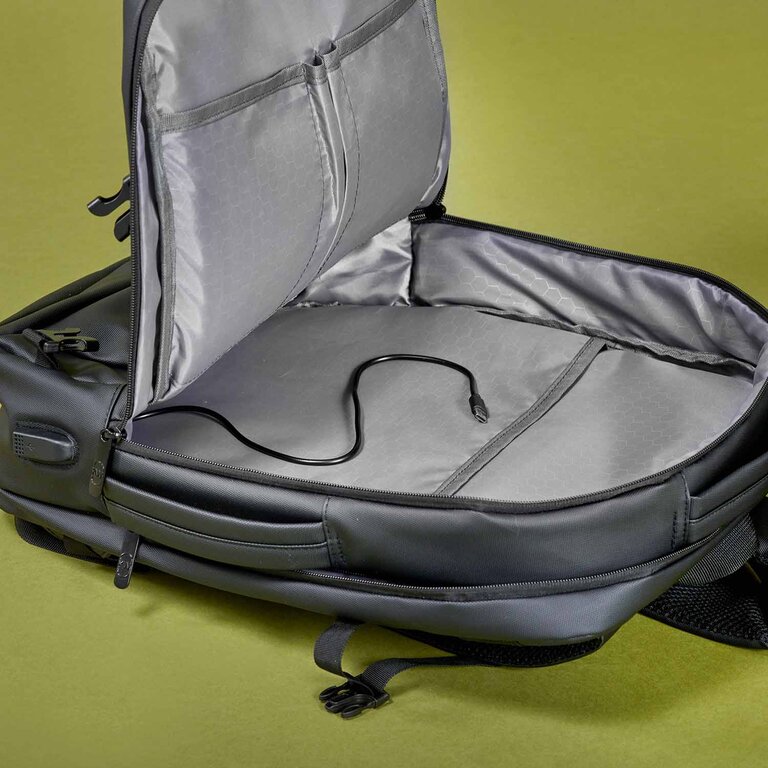 Sac à dos personnalisable en PU imperméable pour ordinateur avec port USB-C 22L KWOO® - Mat | pandacolach - 4