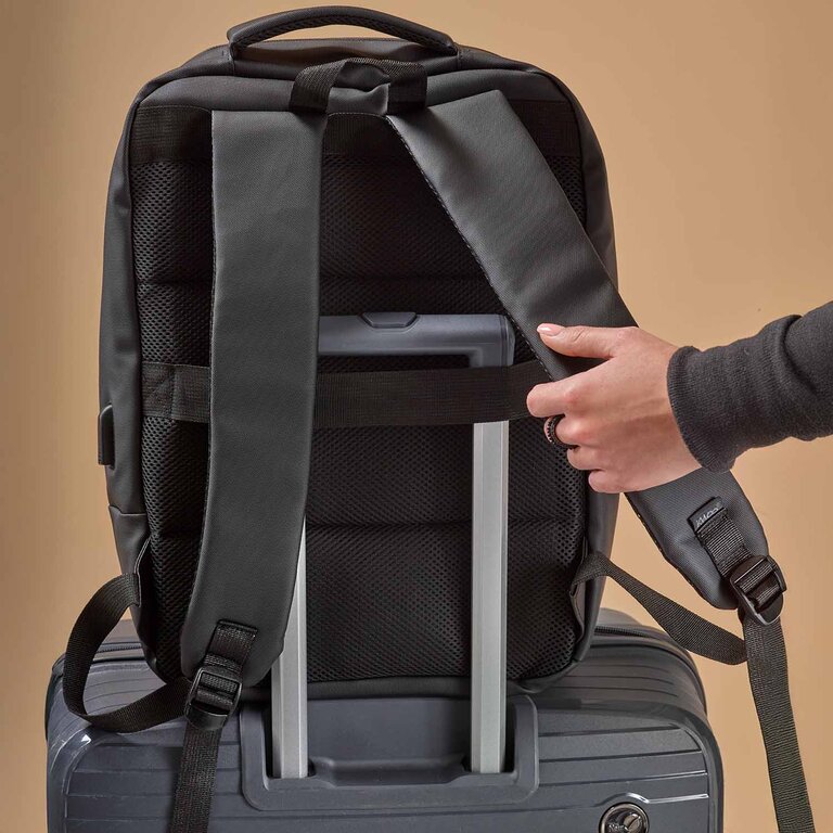 Sac à dos personnalisable en PU imperméable pour ordinateur avec port USB-C 17L KWOO® - Brendon | pandacolach - 4
