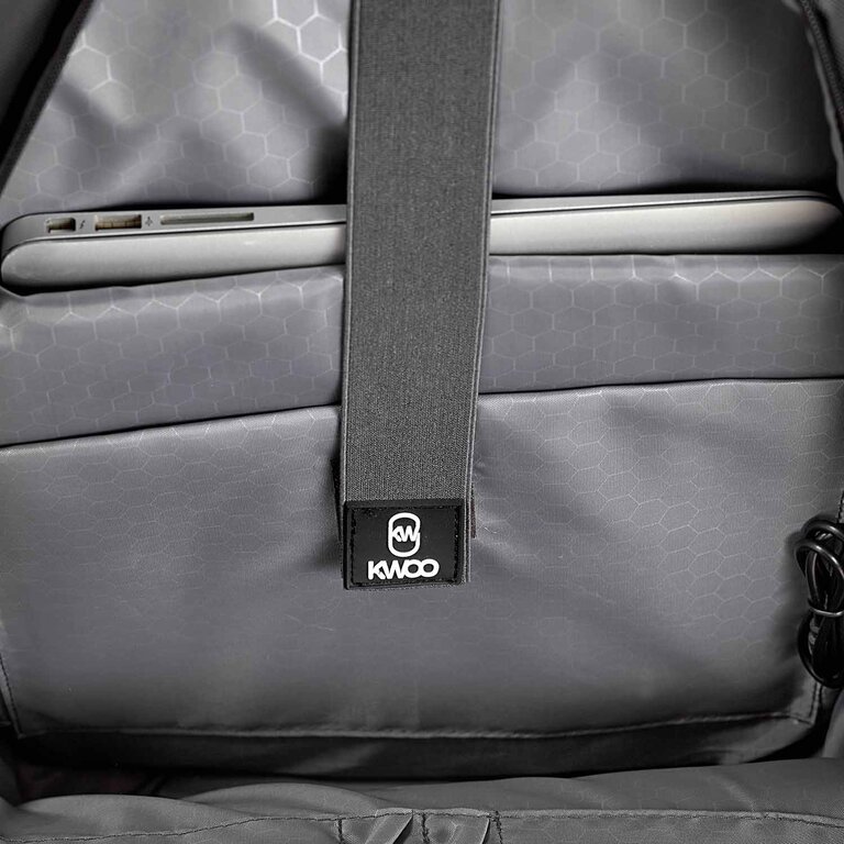 Sac à dos personnalisable en PU imperméable pour ordinateur avec port USB-C 17L KWOO® - Brendon | pandacolach - 5