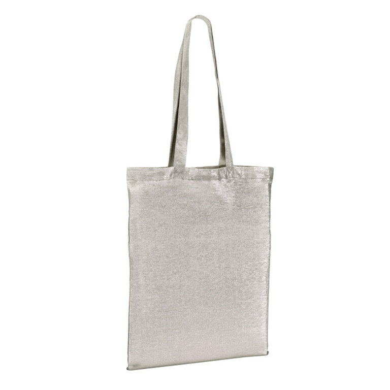 Sac shoppping personnalisé en coton lurex 90 gr/m² - Silver | pandacolach