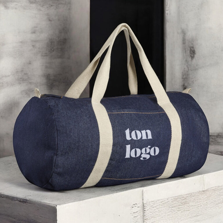 Sac polochon personnalisé en coton effet jean 220 gr/m² - Jeffrey | pandacolach