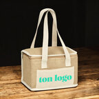 Sac isotherme personnalisable en jute et poche coton - Panna | pandacolach - thumb - 2