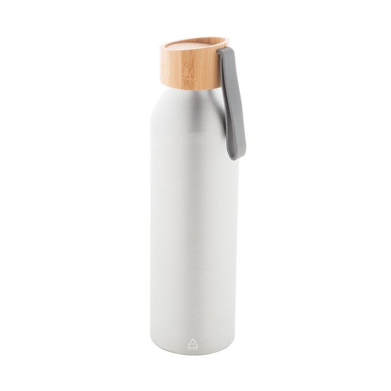 Bouteille personnalisable en aluminium recyclé avec bouchon en bambou et dragonne assortie 600 ml - Hasouaf Color | pandacolach