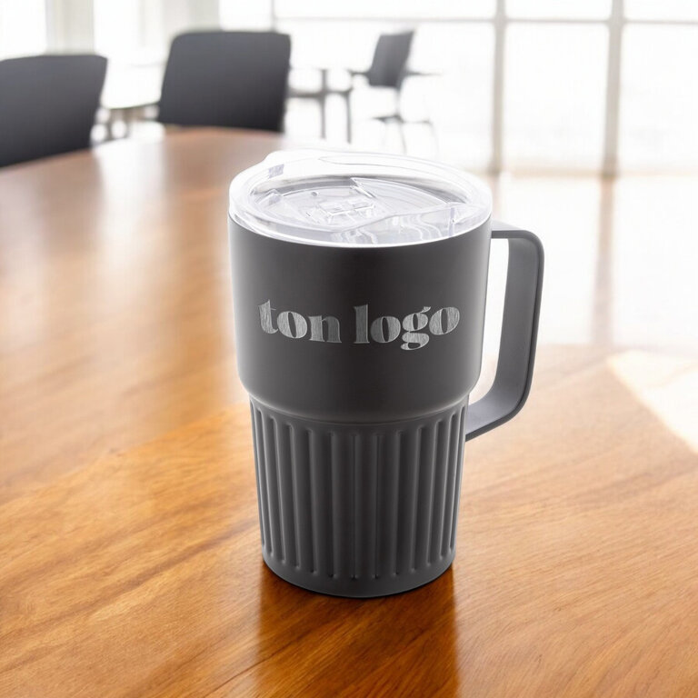 Mug isotherme personnalisé double paroi acier recyclé 470 ml - Soko | pandacolach