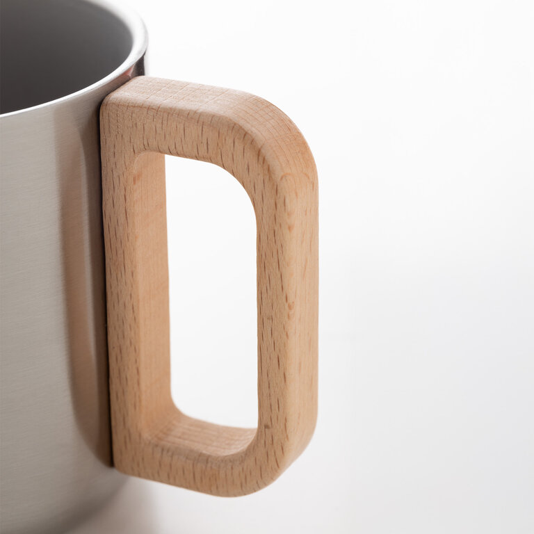 Mug personnalisable double paroi avec anse bois 350 ml - Wabi | pandacolach - 1