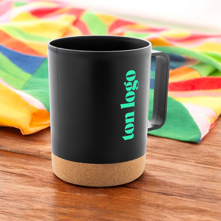 Mug personnalisable en PP avec base liège 400 ml - Kasso | pandacolach