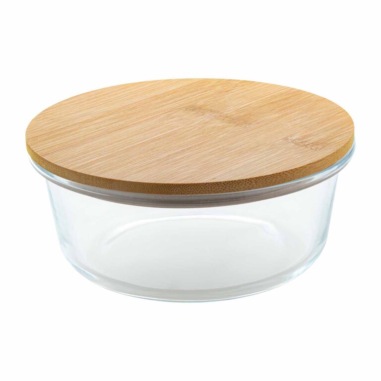 Lunchbox personnalisable en verre avec couvercle en bambou 650 ml - Hapeti | pandacola