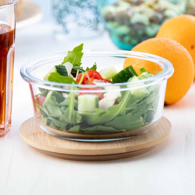 Lunchbox personnalisable en verre avec couvercle en bambou 650 ml - Hapeti | pandacola - 2