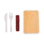 Lunchbox personnalisable en PP avec couvercle en bambou et couverts 500 ml - Hungry | pandacolach - thumb - 2