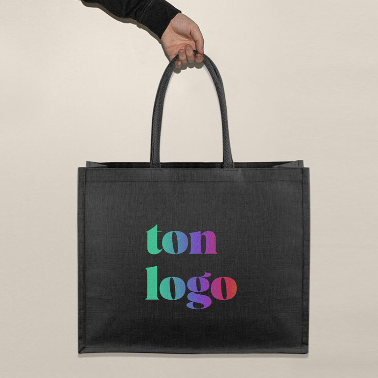 Sac publicitaire en jute noir de 290 gr/m² - Perlou | pandacolach
