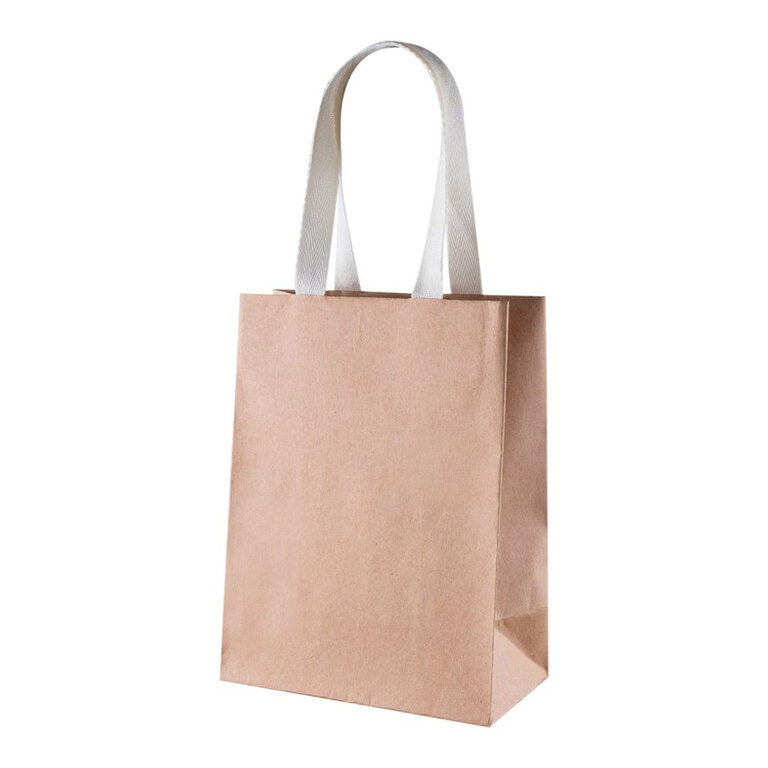 Sac cadeau publicitaire kraft avec anses en coton 18x10x25 cm - Dona mini | pandacola