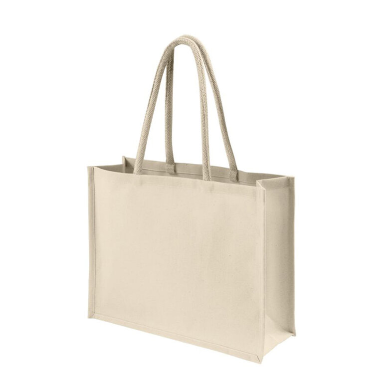 Sac publicitaire en coton laminé 230 gr/m² avec soufflet - Naty | pandacola - 1