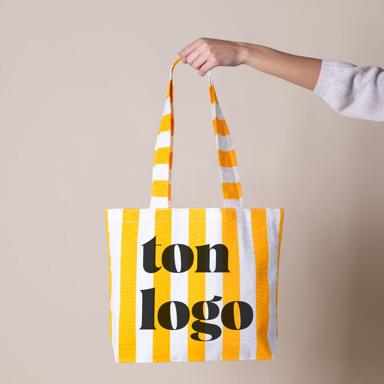 Tote bag personnalisable à rayure en coton recyclé - Madou | pandacola