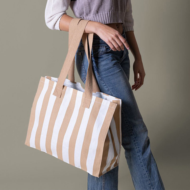 Cabas personnalisable à rayure en coton recyclé - Madou cabas | pandacola - 3