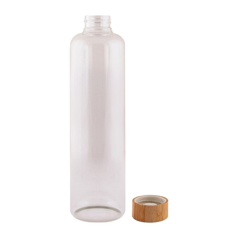 Bouteille publicitaire 1L en borosilicate avec bouchon en bambou - Eligata | pandacola - 1