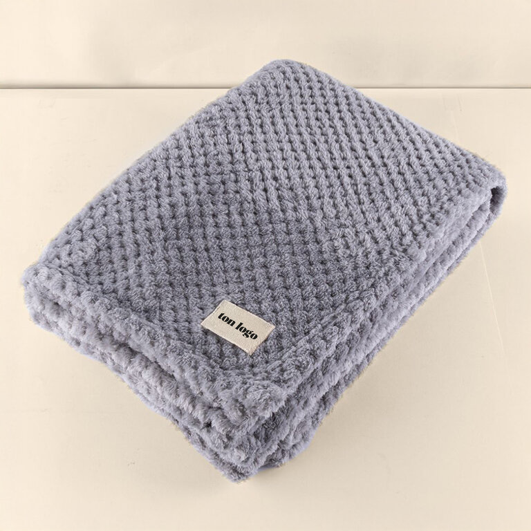 Plaid personnalisé en polyester de 110 x 160 cm avec ruban - Mango | pandacola