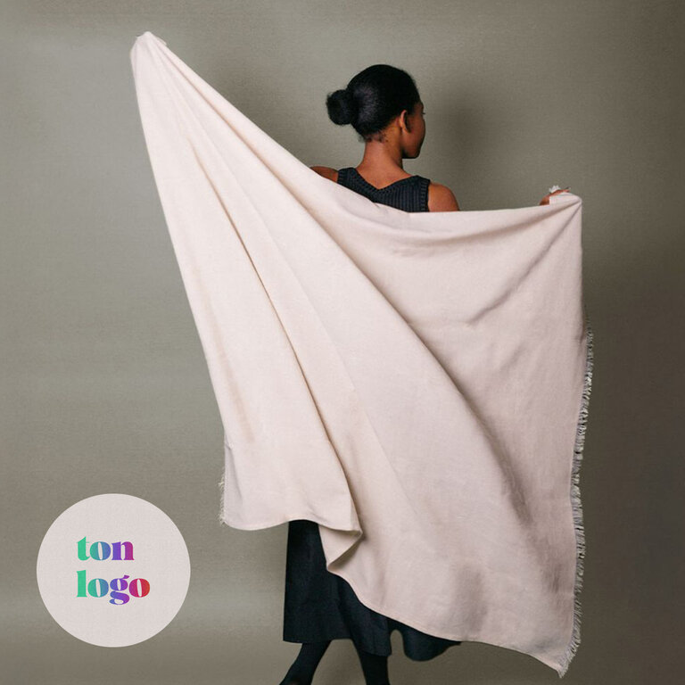 Couverture personnalisable en coton 260 gr/m² avec nœud - Yelena | pandacola