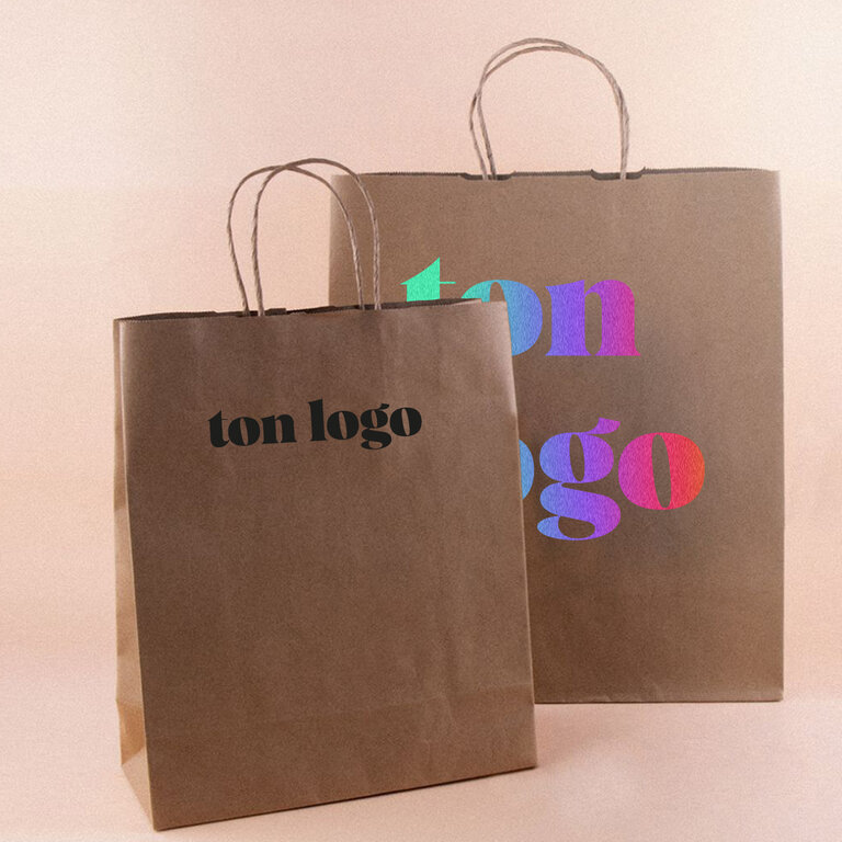 Sac en papier kraft personnalisable 120 gr/m² multi taille - Charlotte | pandacola