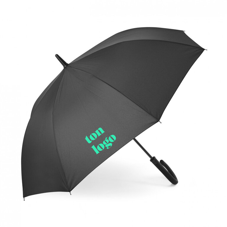 Parapluie élégant personnalisable avec manche canne en rubber noir - Golf | pandacolach