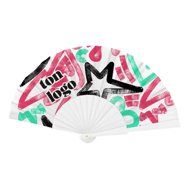 Eventail avec toile 100% personnalisable et manche en plastique - Isuro | pandacolach