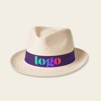 Chapeau en paille personnalisé blanc élégant - Nevada | pandacola - thumb