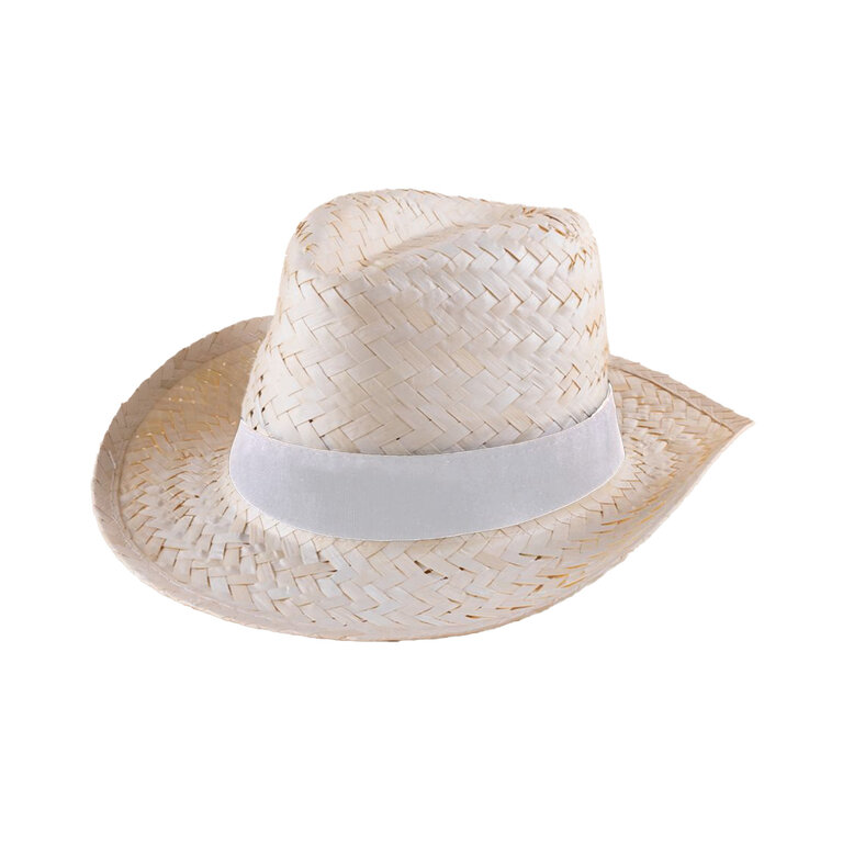 Chapeau en paille personnalisé blanc élégant - Nevada | pandacola