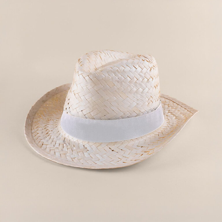 Chapeau en paille personnalisé blanc élégant - Nevada | pandacola - 2