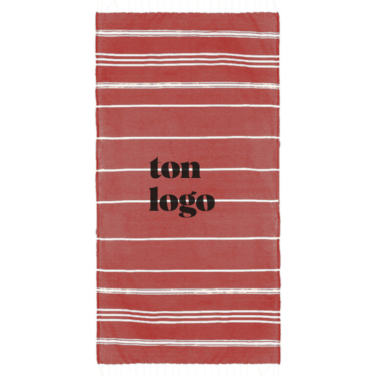 Fouta publicitaire 170 gr/m²  rayées avec franges - Aloha | pandacolach - 2