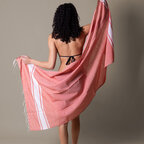 Fouta personnalisable en coton recyclé 170 gr/m² avec frange - Maeva | pandacola - thumb - 2