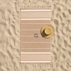 Fouta personnalisable en coton recyclé avec franges - Dodo rayure 350G | pandacola - thumb - 2